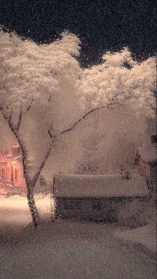 浪漫雪景仙境夜景