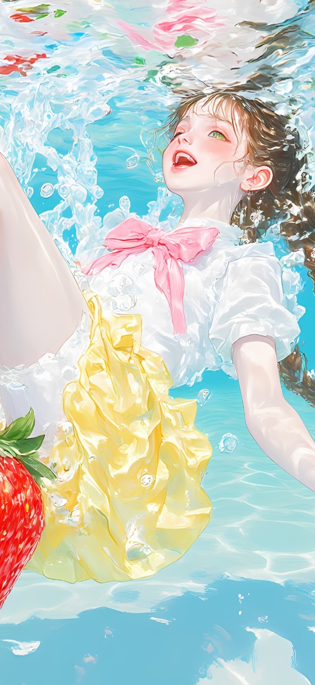 夏天水下草莓女孩