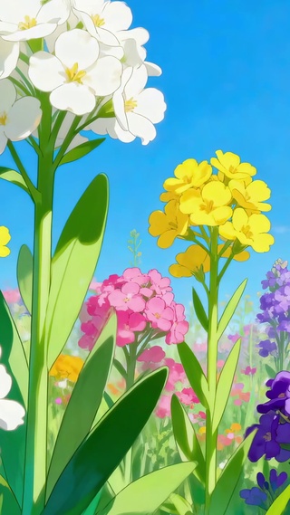 蓝天下七彩花田