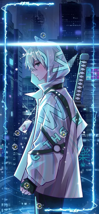 治愈蓝赛博朋克少年