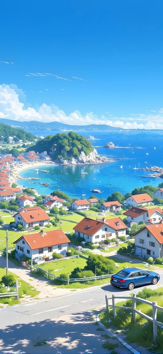 治愈系 海边小镇风景 