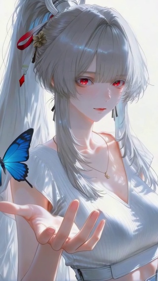 阳光里的蓝蝶与绯雪少女