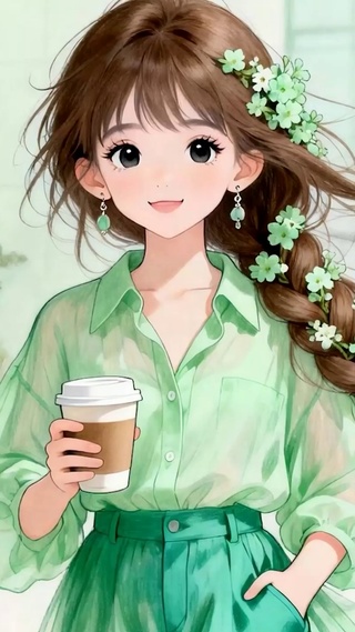 喝咖啡女孩