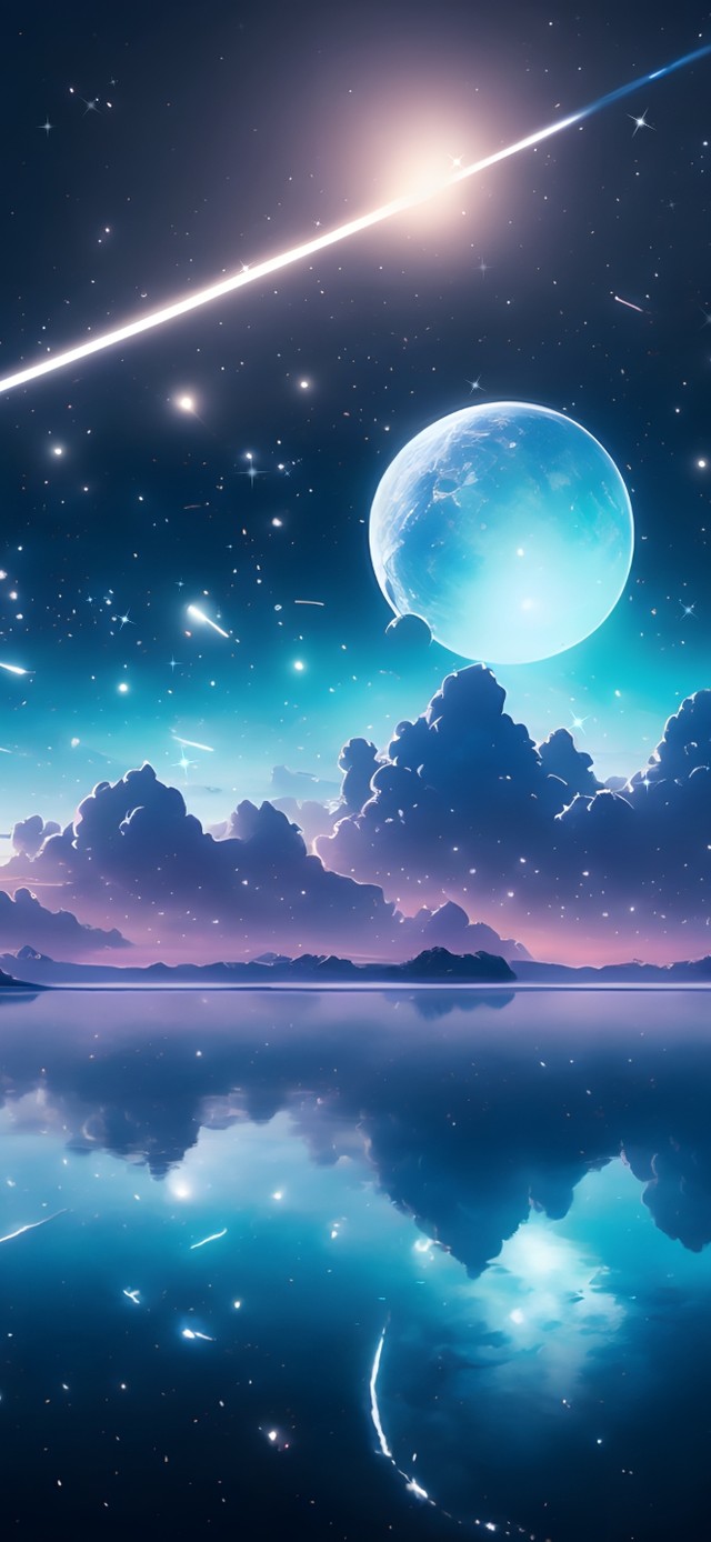 4K高清壁纸湖面风景星空月光