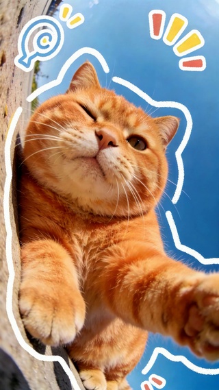 可爱眨眼橘猫治愈壁纸