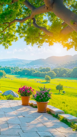 清晨日出山地小屋