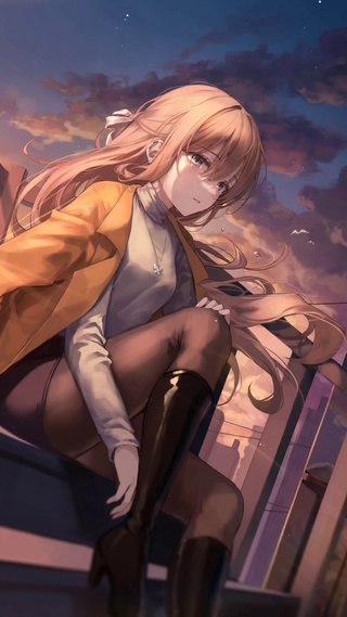 城市天台哭泣女孩4k