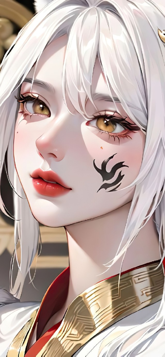 唯美白发马尾少女