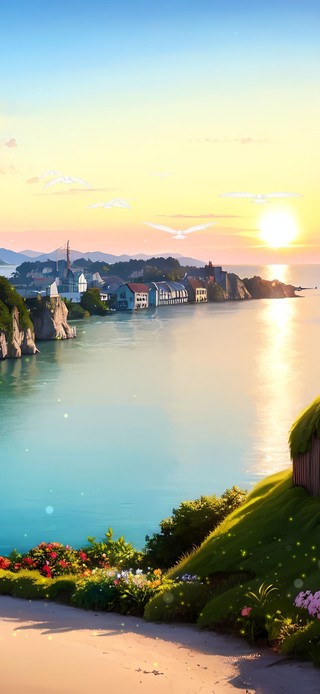 夕阳海
