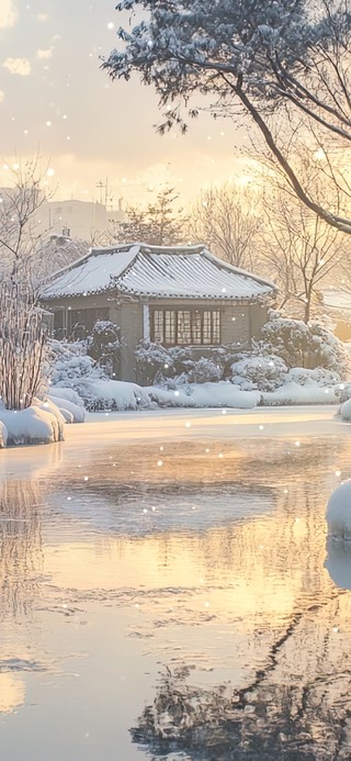 冬日庭院积雪风景