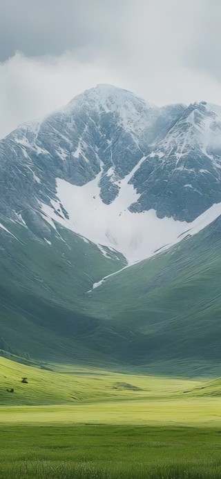 草原雪山白云