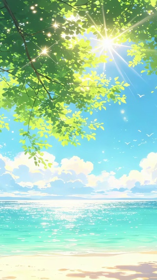 海边树影