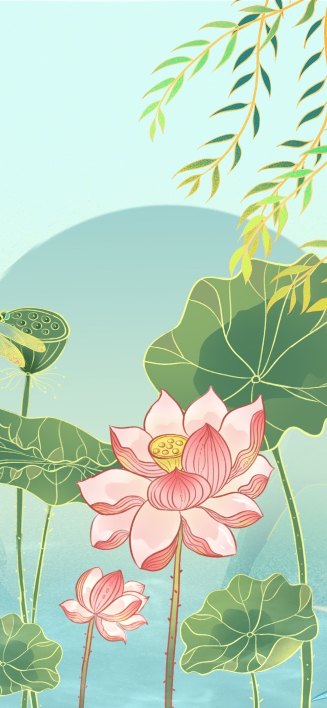 国潮插画 小荷才露尖尖角