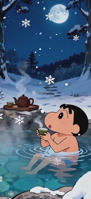 下雪泡温泉小新