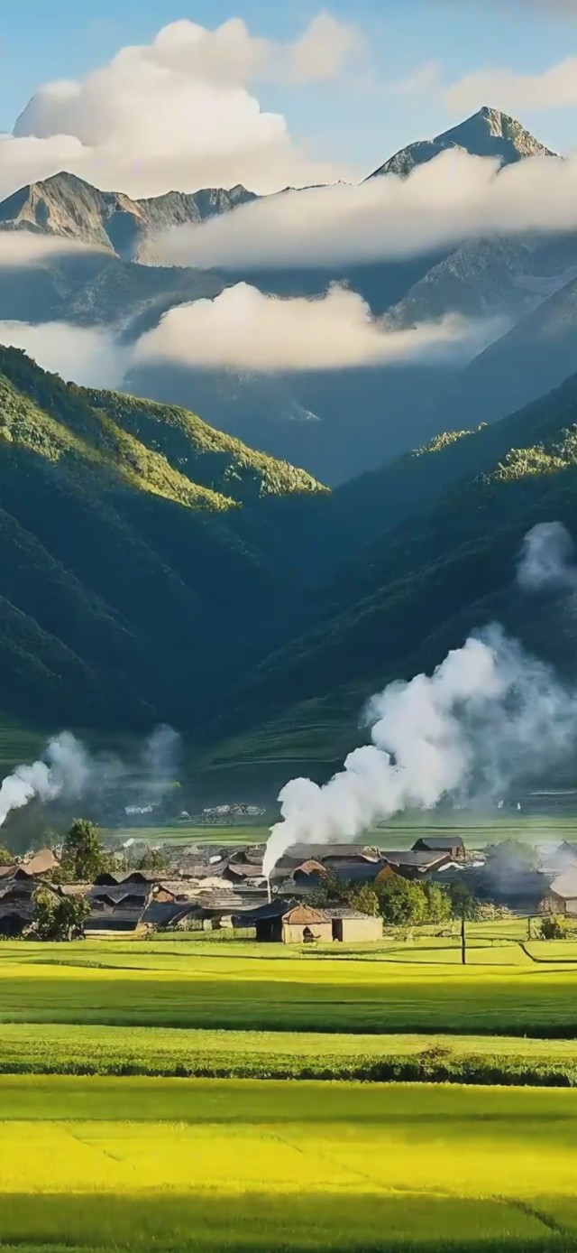 炊烟袅袅现青山