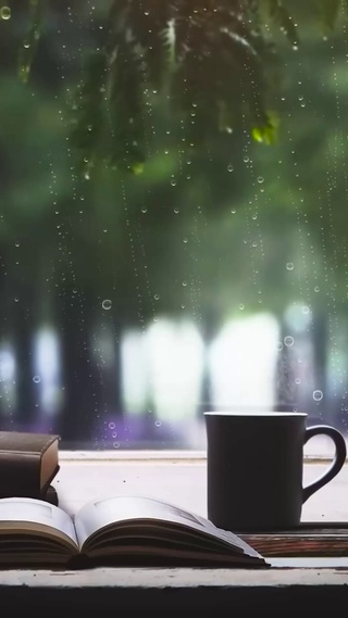 安静雨天窗边