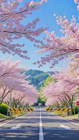 通往春天的樱花街道