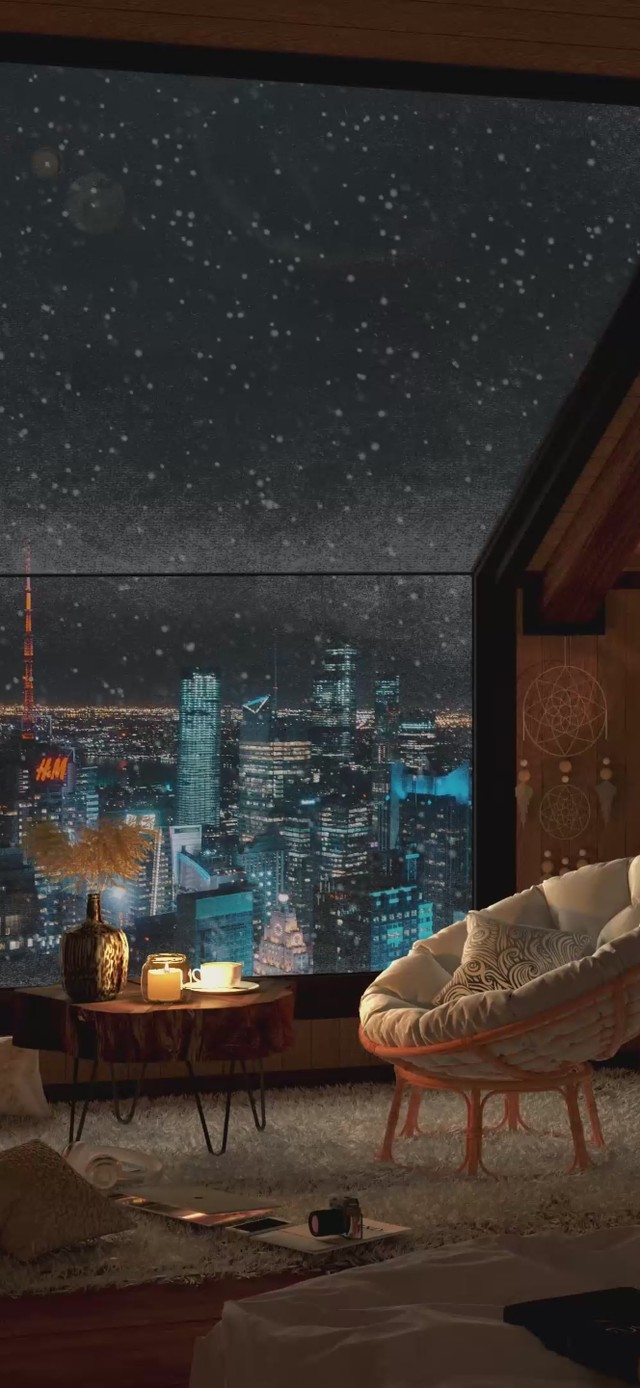 温馨的雪天阁楼房间