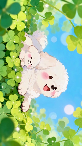 可爱幸运白色小狗