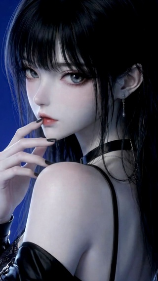暗黑蓝调二次元冷艳美少女