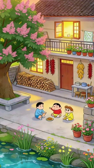 花香小院黄昏