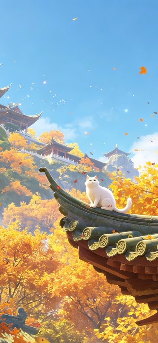 屋檐上的白猫