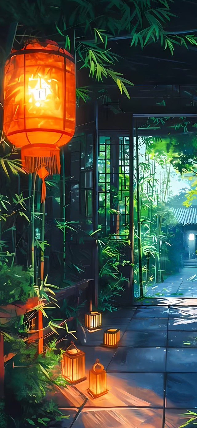 夜晚花园长廊
