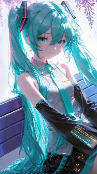 紫藤雨下的初音未来
