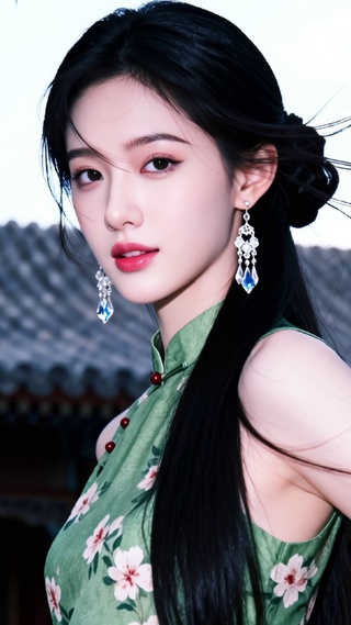 绿衣古风少女