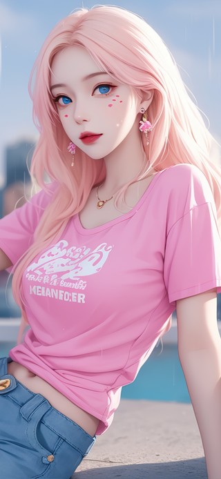 粉发运动女孩