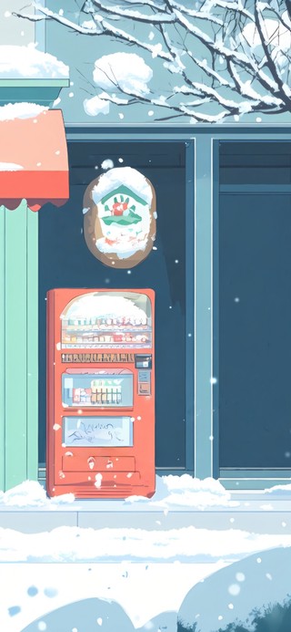 唯美雪中街道小店