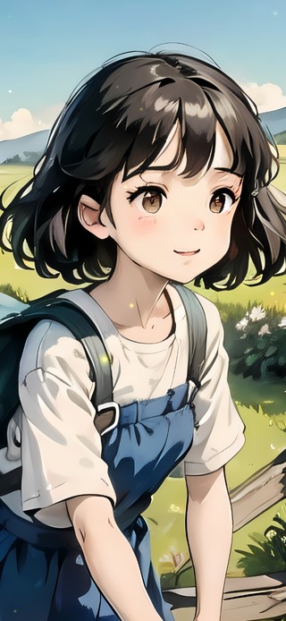 清新田园风景少女