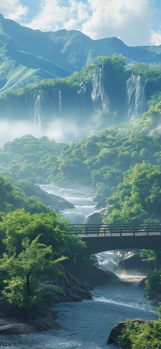 4K 高山流水 云雾升腾