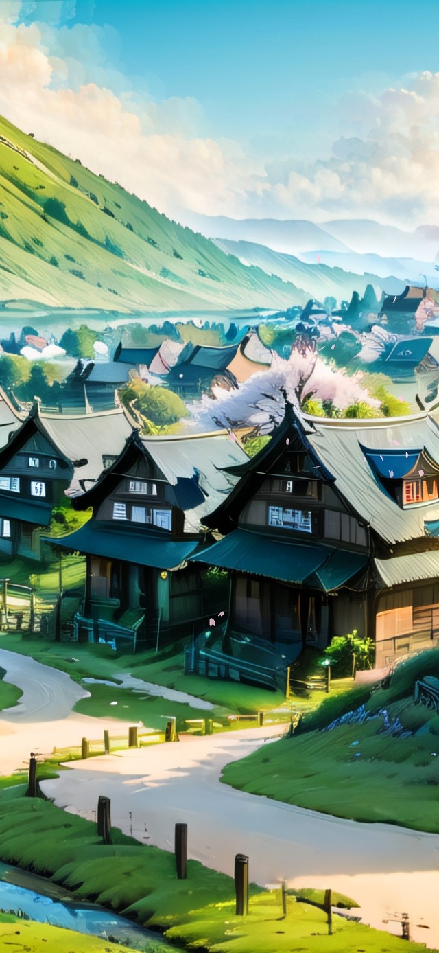 4k唯美青山小镇