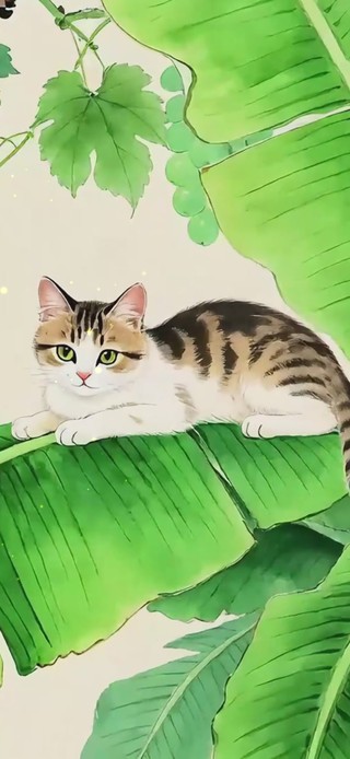 清新葡萄园小猫