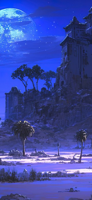 静谧沙漠古遗迹