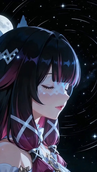 漫天繁星：少女侧颜