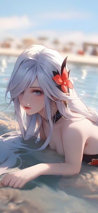 海边碎花裙女孩