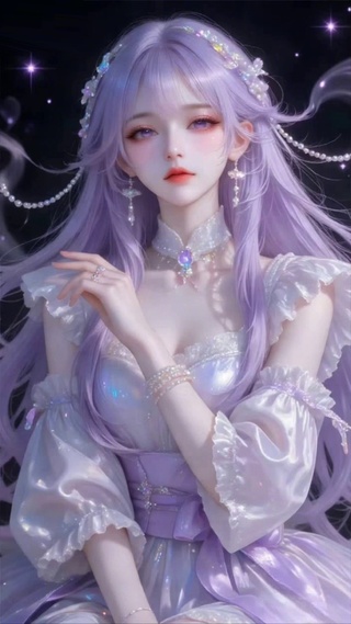 可爱紫发女