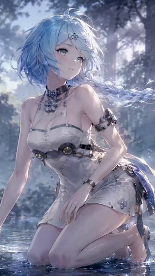 林间水影少女