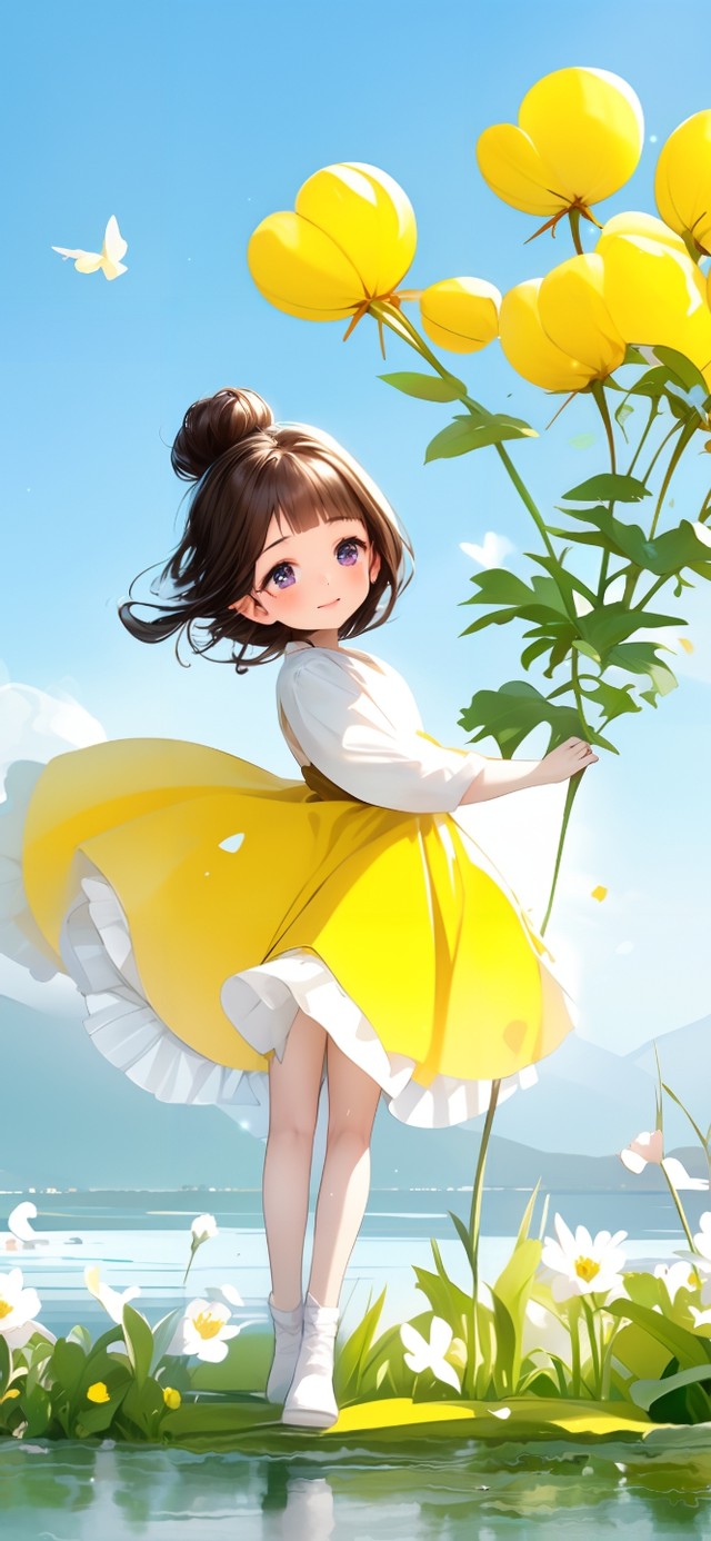 蓝天下的小女孩
