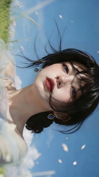 蓝天下的清新美少女