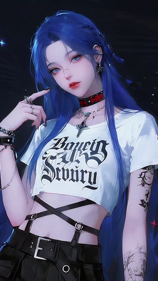 蓝发另类女孩