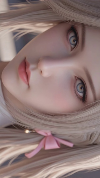 粉蝶结双马尾的浅发清甜少女