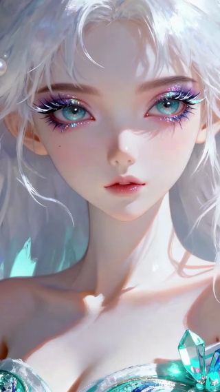 霜华雪丝纯欲琉璃古风白发少女