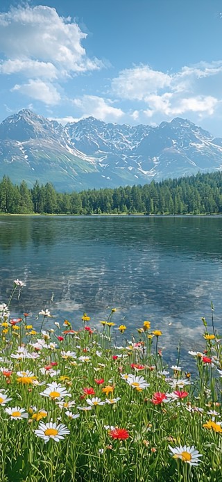 高山鲜花湖畔