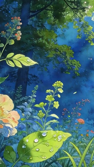 护眼绿景树木河流