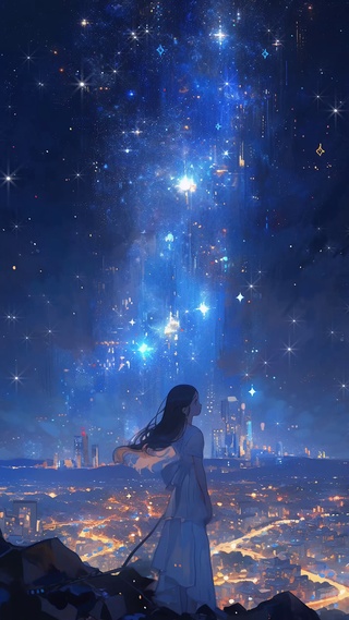 星空下的少女