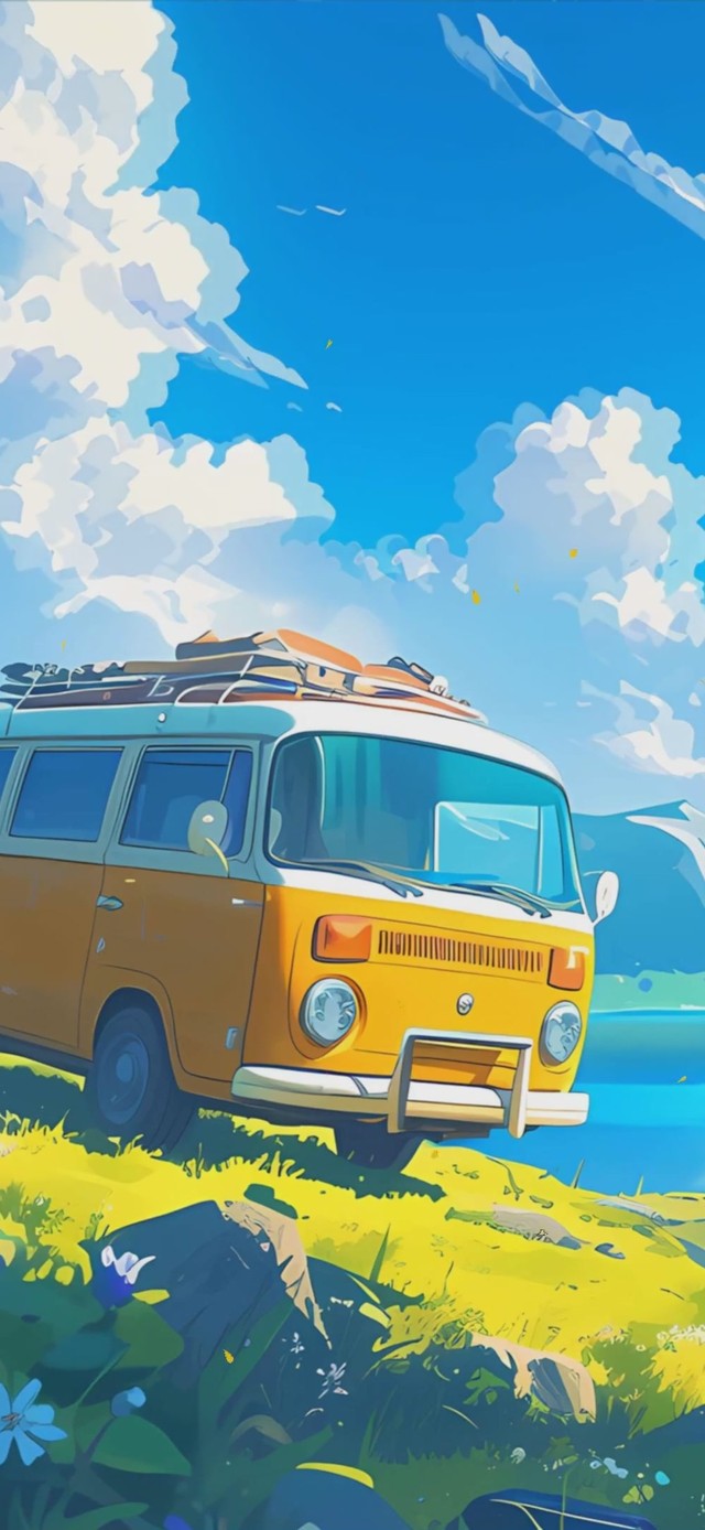 蓝天白云树木绿景