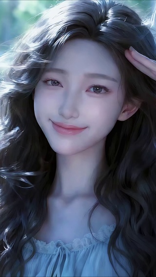 车窗少女如沐春风的微笑